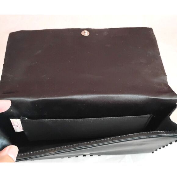 Vintage 50s 60s Hand Beaded Evening Purse Black with Aurora Borealis Bead - Picture 4 of 4